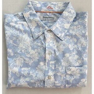 Tommy Bahama The San Lucio Stretch Shirt Mens Large Blue White Floral Hawaiian